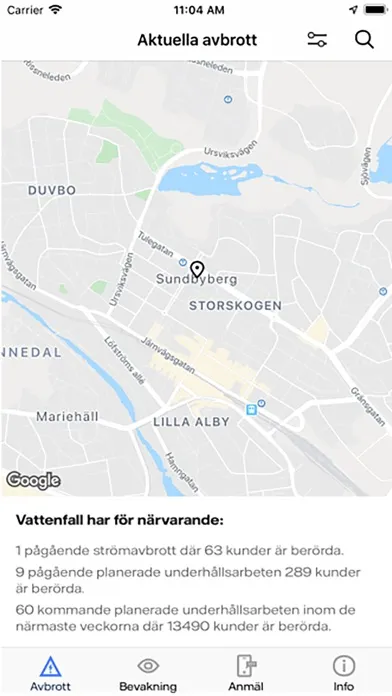 Screenshot di Avbrottsinfo